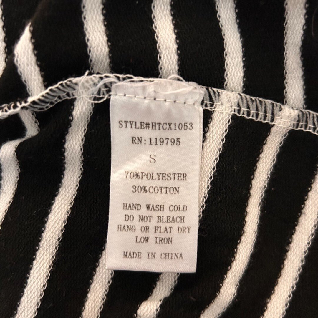 Cabi Striped Long Sleeve Tunic Top Casual Everyday Black White - Haute Poppy