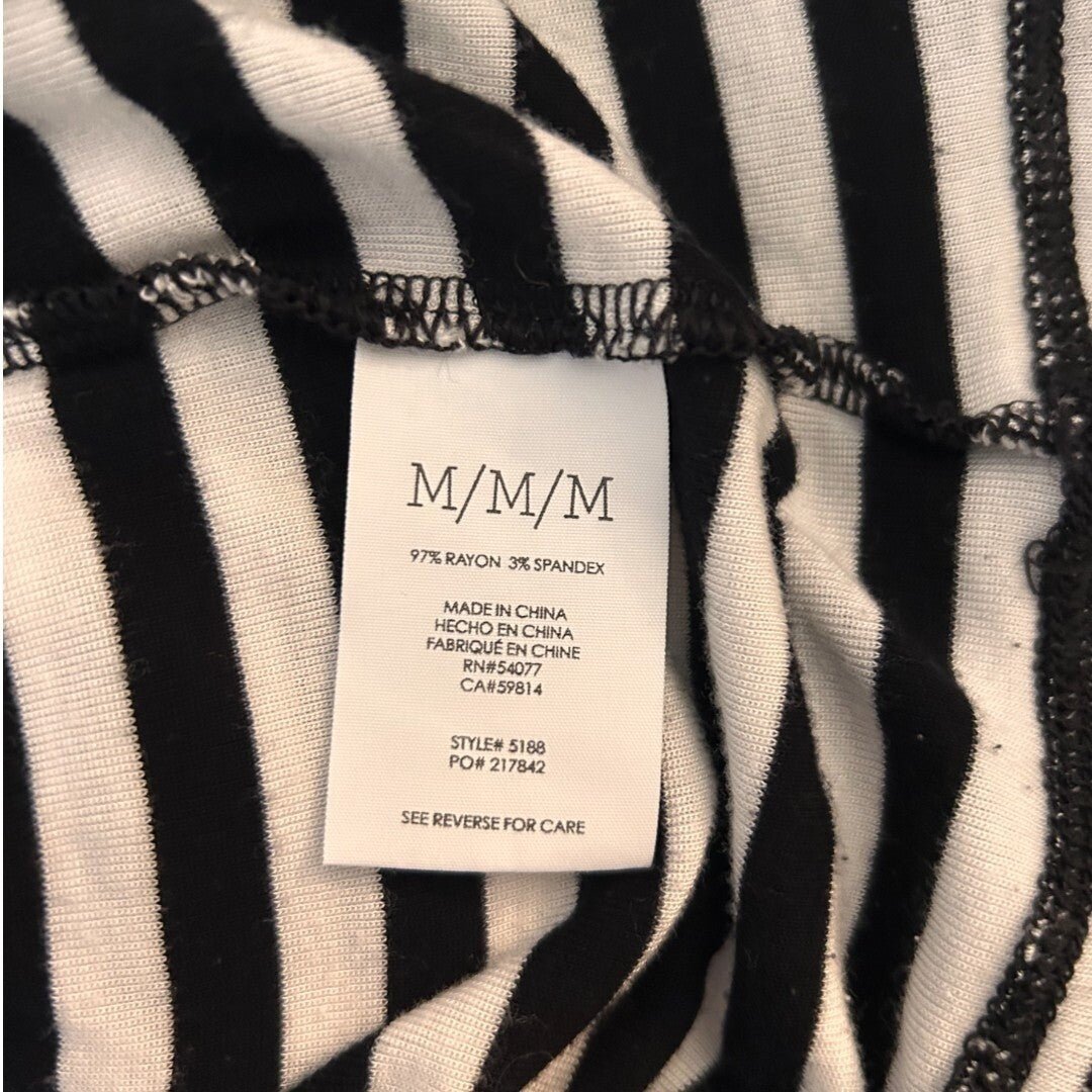 Cabi Striped Long Sleeve Tunic Top Casual Everyday Black White - Haute Poppy