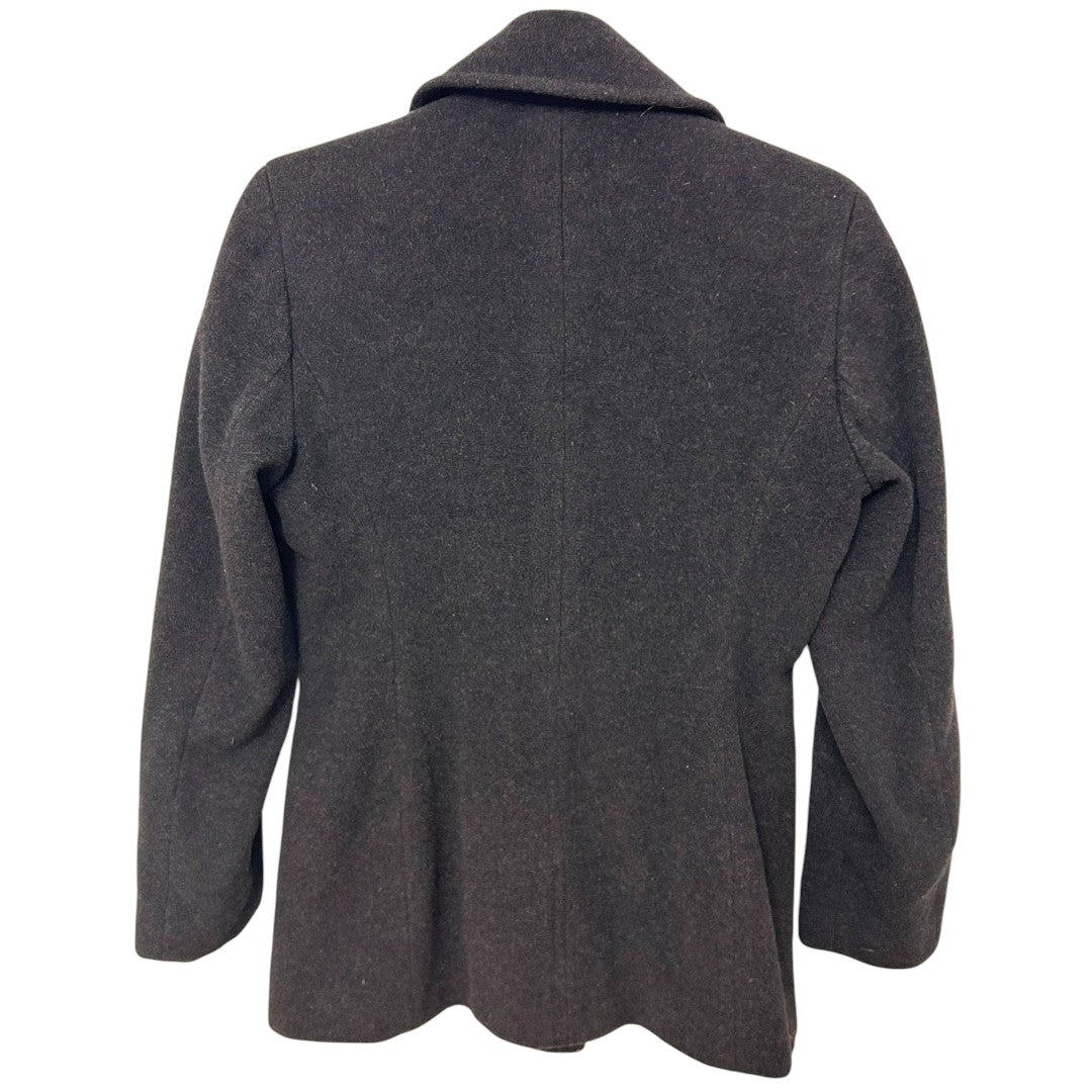 Calvin Klein Double Breasted Wool Blend Peacoat Jacket Charcoal Gray - Haute Poppy