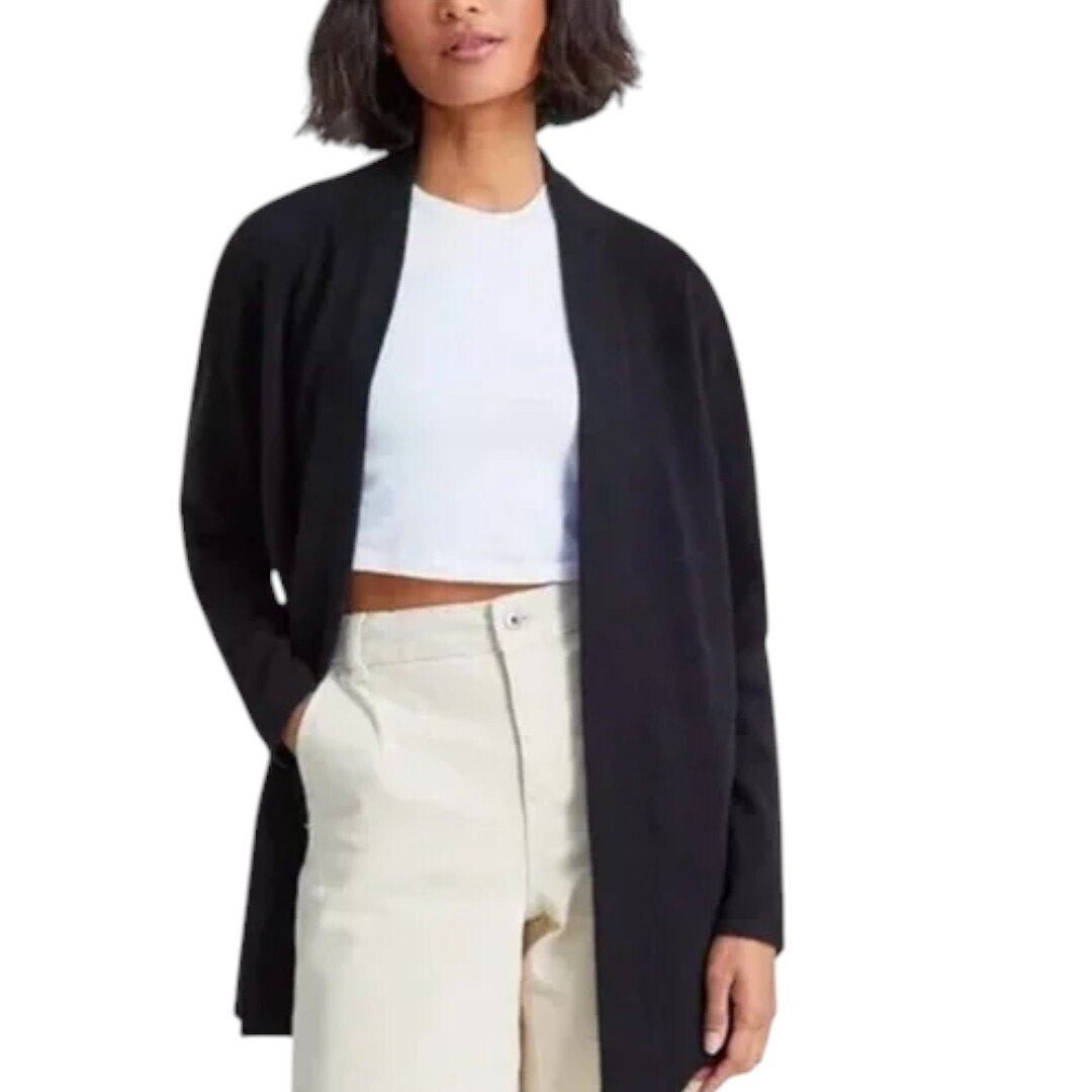 Charter Club 100% Cashmere Black Open Front Cardigan - Haute Poppy