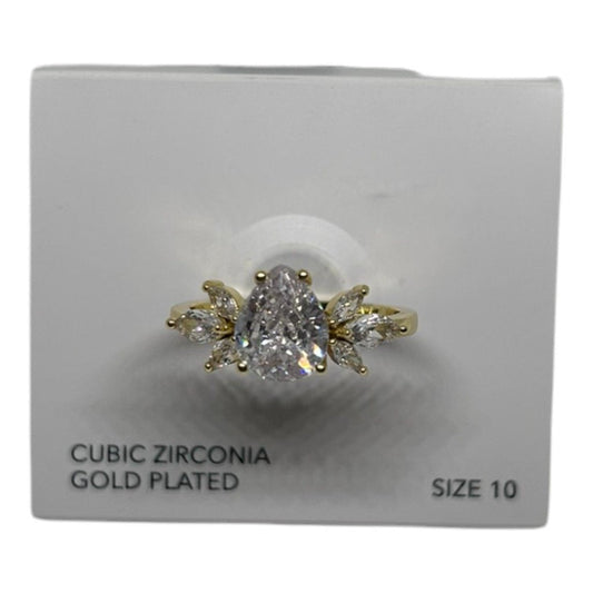 Charter Club Gold Plated Cubic Zirconia Pear Cut Ring - Haute Poppy