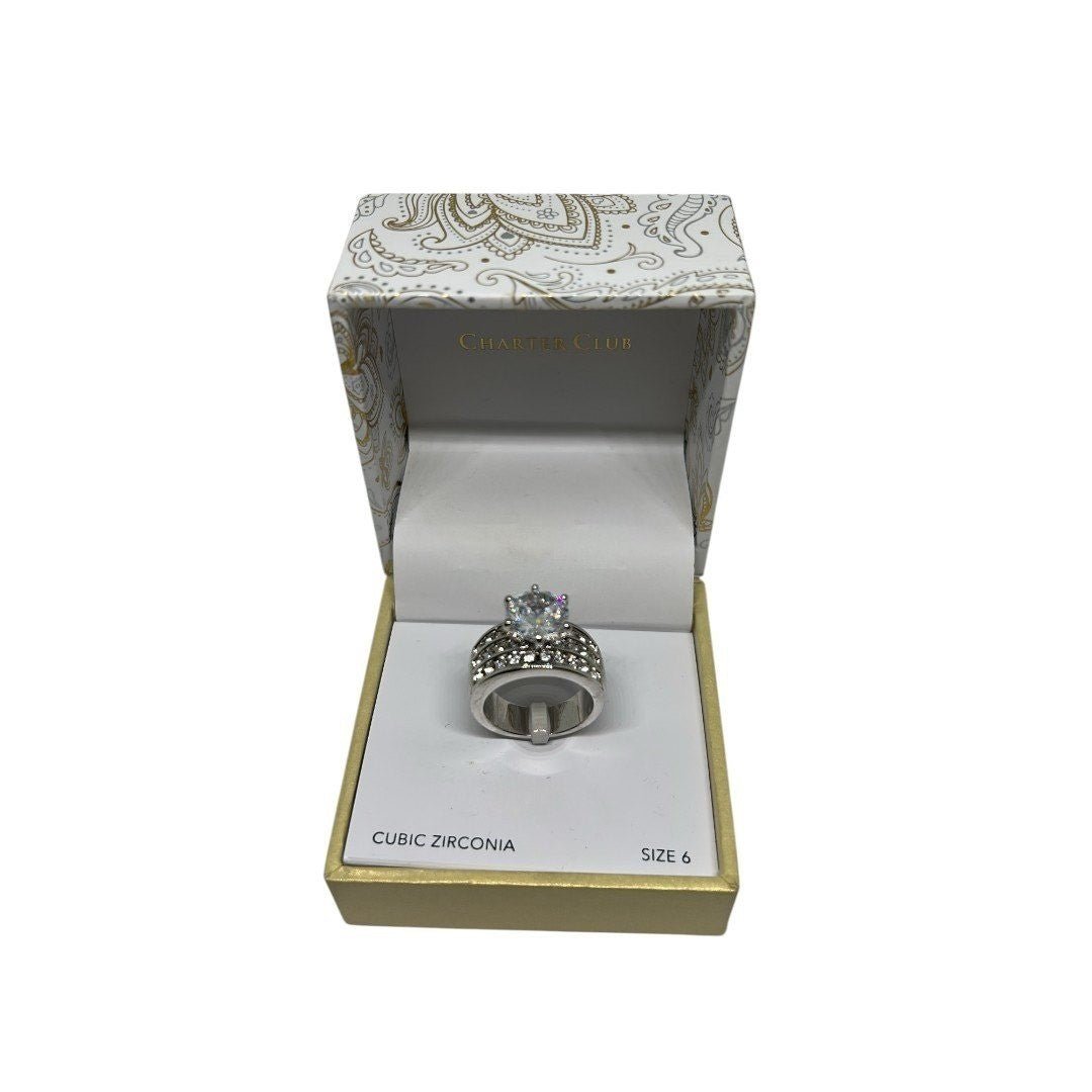 Charter Club Silver Tone Cubic Zirconia CZ Statement Ring - Haute Poppy