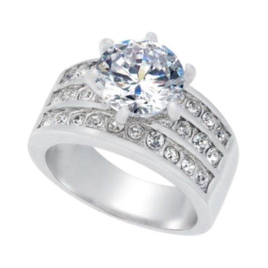 Charter Club Silver Tone Cubic Zirconia CZ Statement Ring - Haute Poppy
