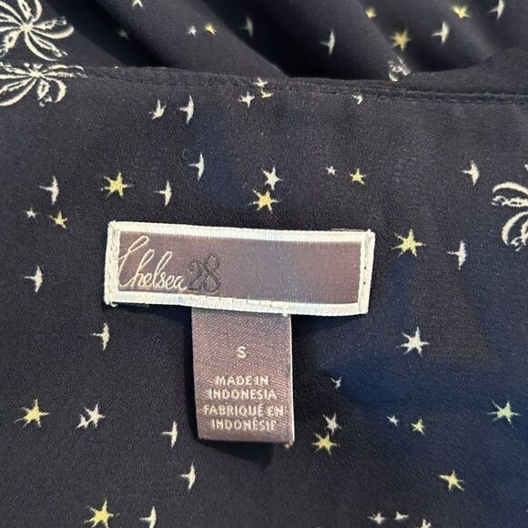 Chelsea Navy Star Print Wrap Top with Flutter Sleeves - Haute Poppy