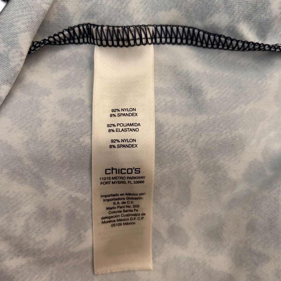 Chicos Animal Print Tank Top Sleeveless Stretch Casual Blue White - Haute Poppy