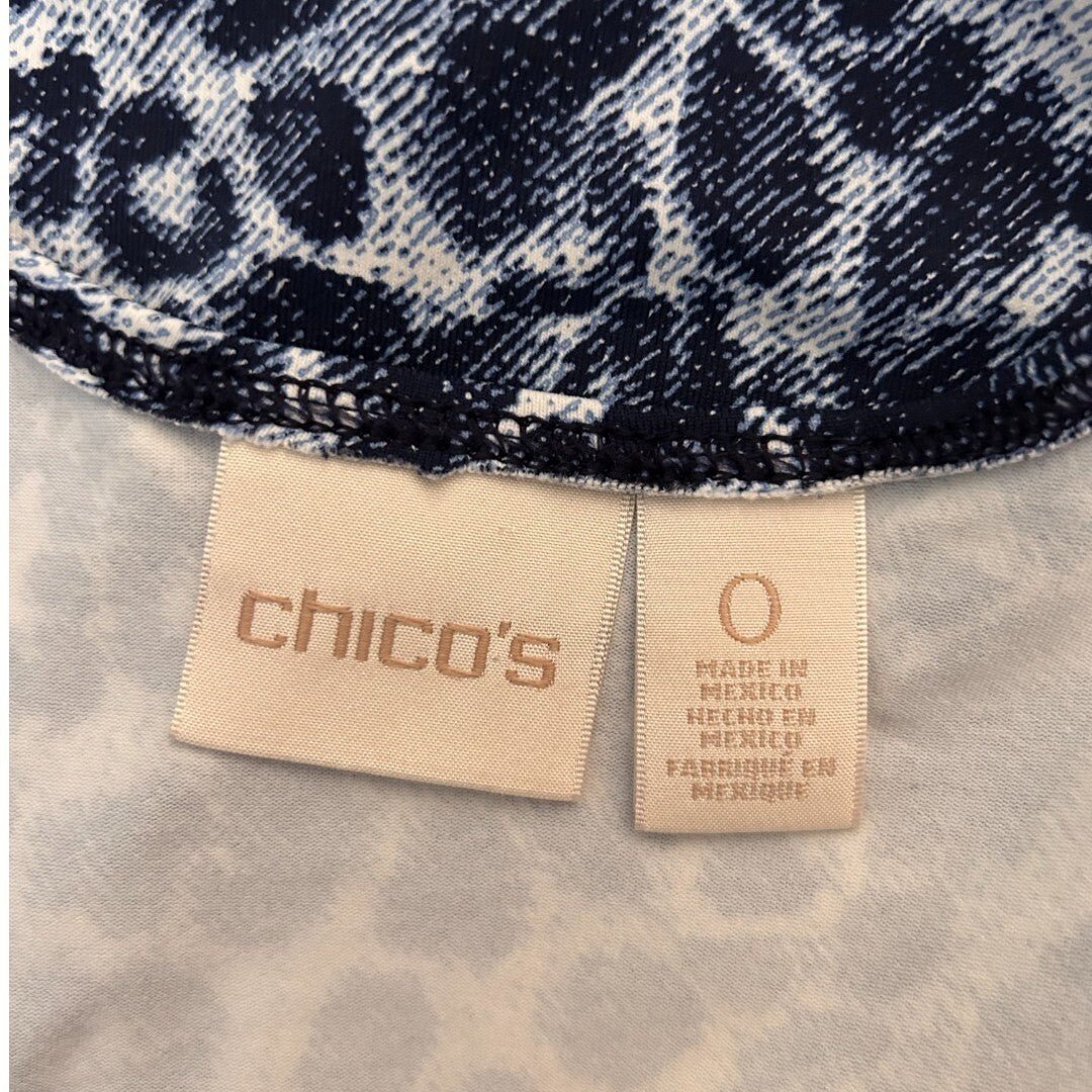 Chicos Animal Print Tank Top Sleeveless Stretch Casual Blue White - Haute Poppy