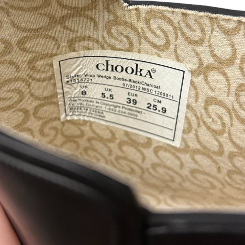 Chooka Black Wedge Rain Boots with Snake Print Strap Waterproof Ankle Booties - Haute Poppy