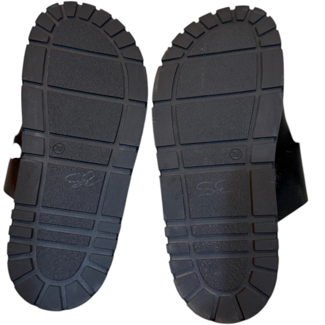 Christian Di Riccio Platform Sandals Buckle Slides Chunky Sole Black - Haute Poppy