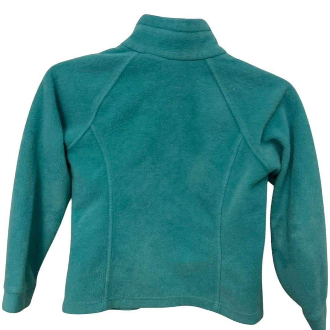Columbia Fleece Jacket Girls Small Full Zip Teal Green Outdoor - Haute Poppy