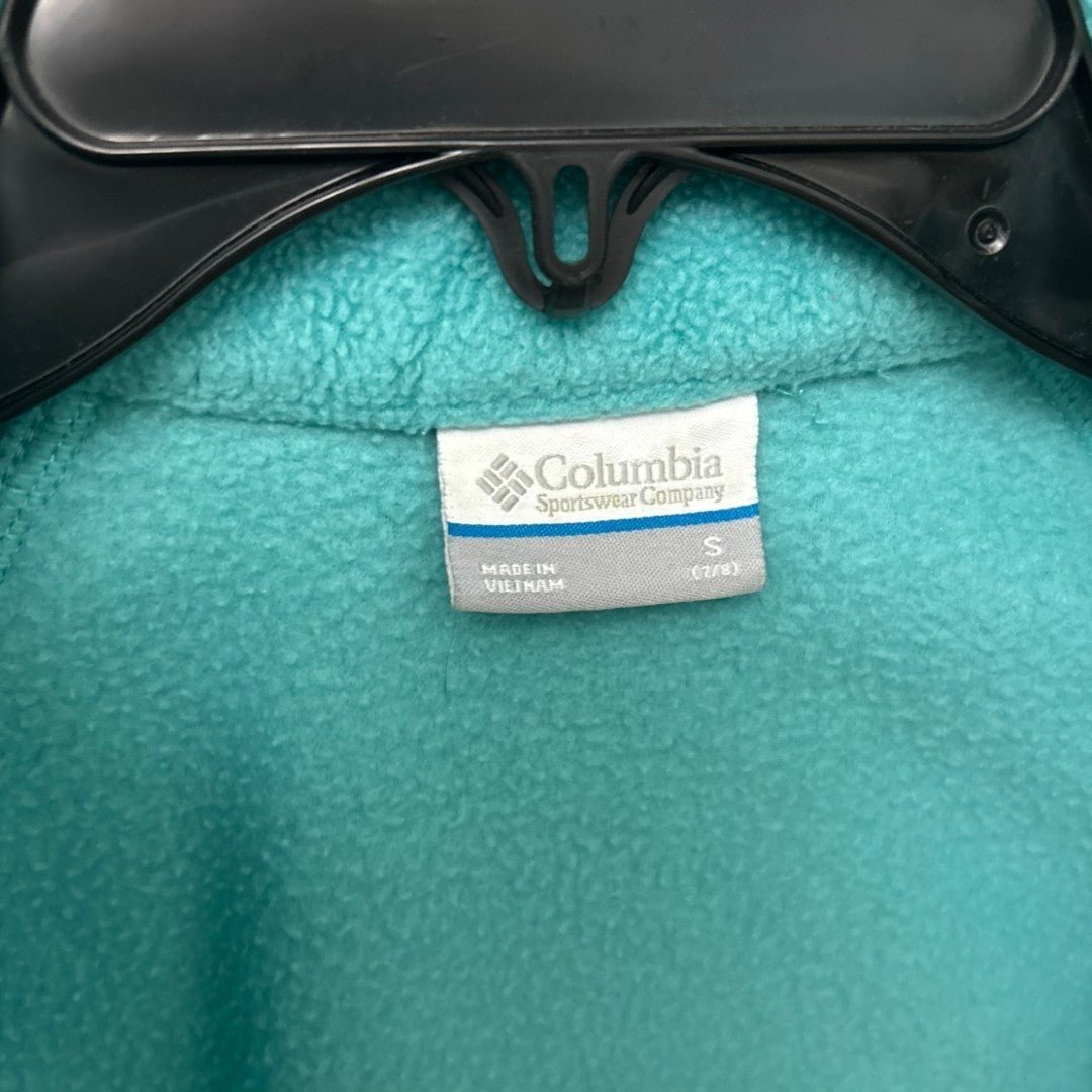 Columbia Fleece Jacket Girls Small Full Zip Teal Green Outdoor - Haute Poppy