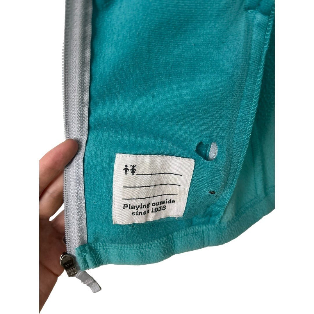 Columbia Fleece Jacket Girls Small Full Zip Teal Green Outdoor - Haute Poppy