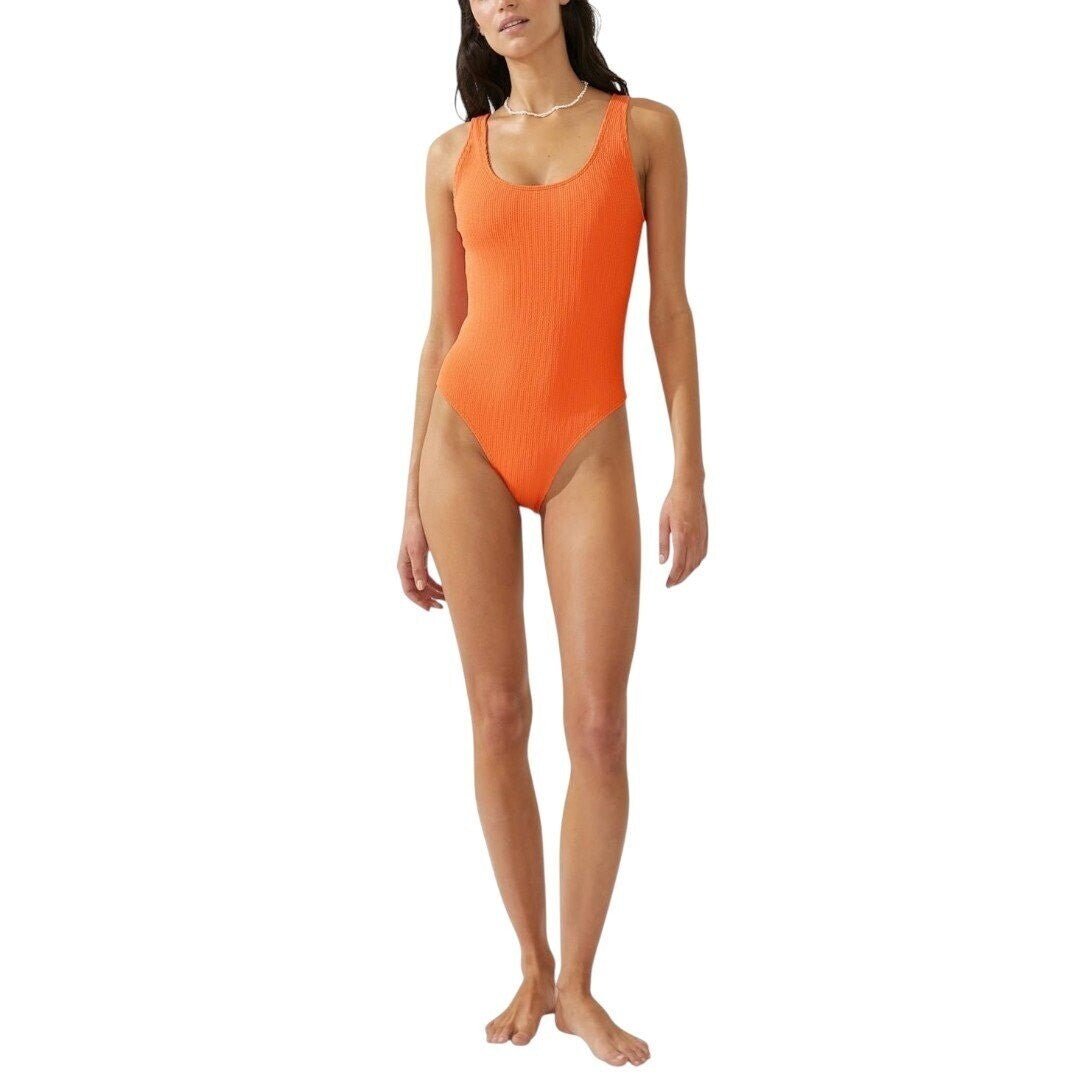 Cotton on Low - Back One - Piece Swimsuit Orange Crinkle - Haute Poppy