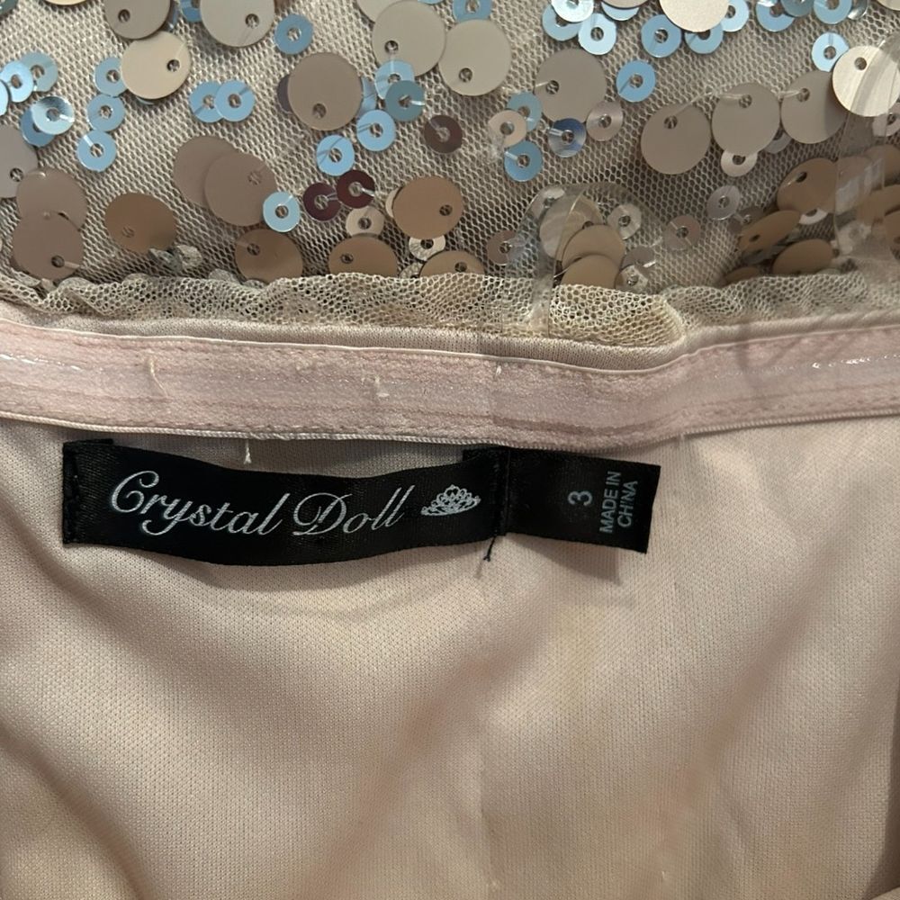 Crystal Doll Champagne Sequin Strapless Party Cocktail Dress - Haute Poppy