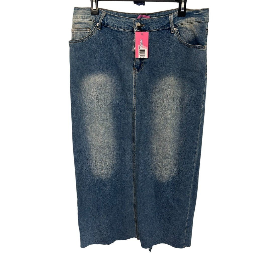 Edikted Elowyn Slitted Denim Maxi Skirt Blue - Haute Poppy