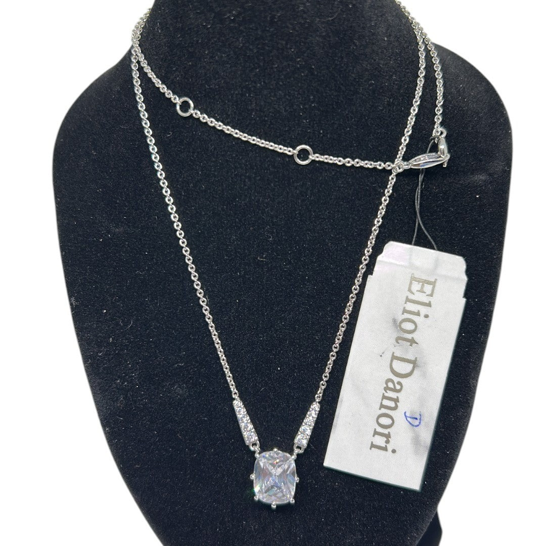 Eliot Danori Silver - Tone Cubic Zirconia Pendant Necklace 16" + 2" Extender - Haute Poppy