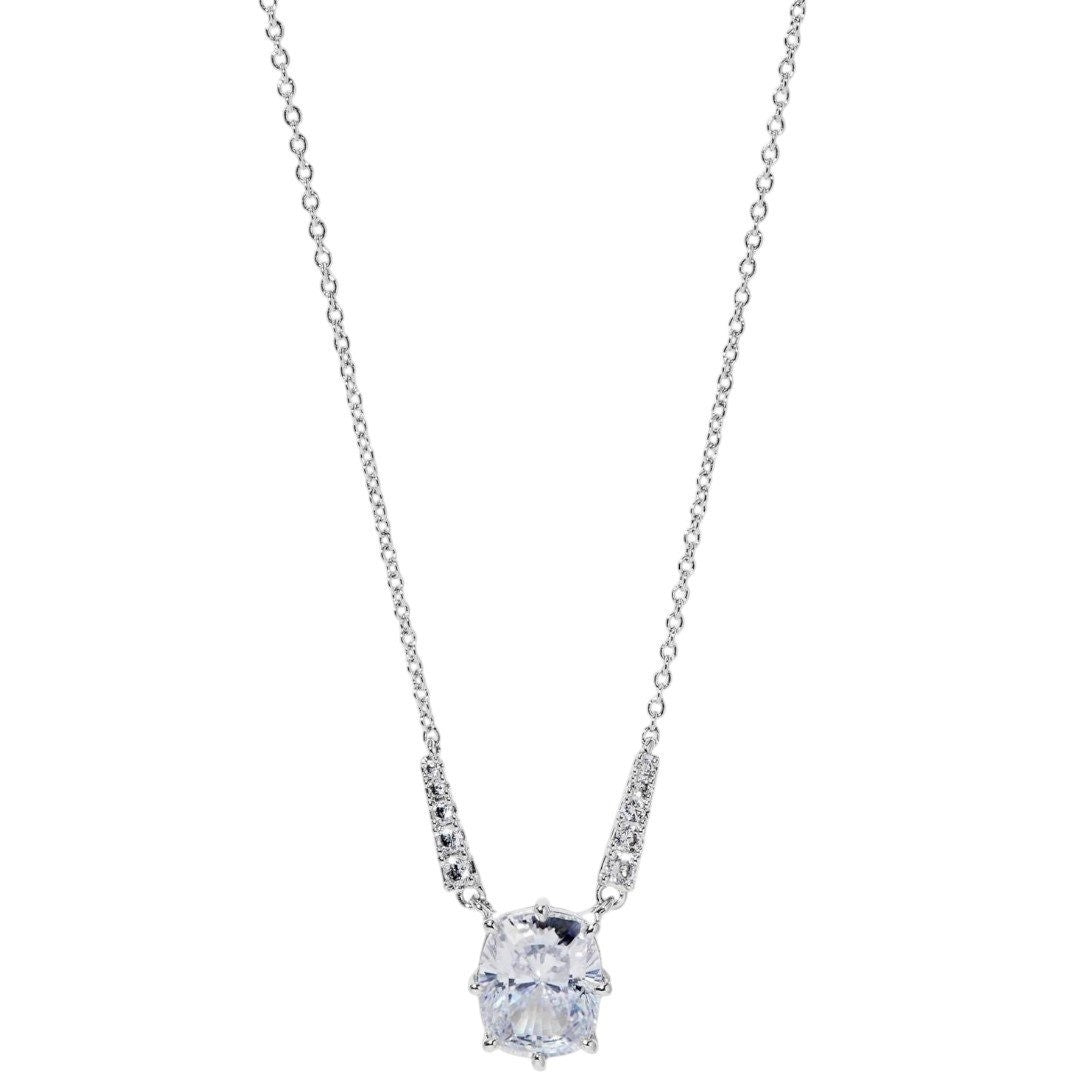 Eliot Danori Silver - Tone Cubic Zirconia Pendant Necklace 16" + 2" Extender - Haute Poppy