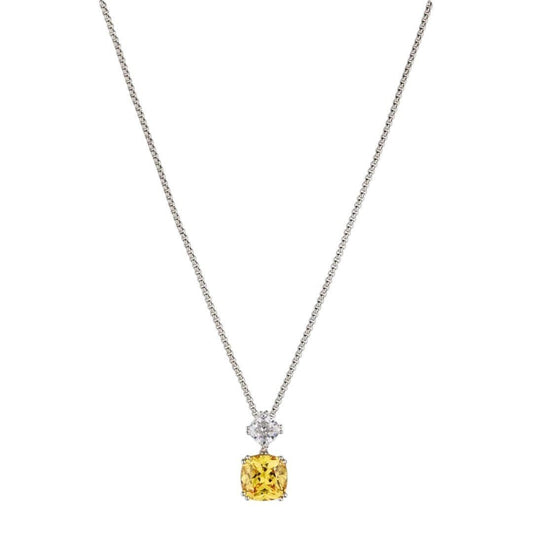 Eliot Danori Silver Tone Necklace Yellow & White CZ Pendant - Haute Poppy
