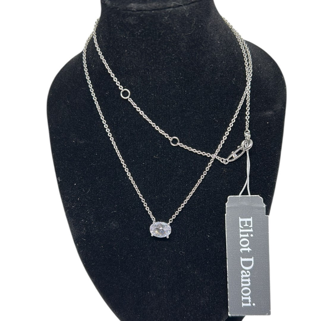 Eliot Danori Silver Tone Simulated Diamond Oval Pendant Necklace - Haute Poppy