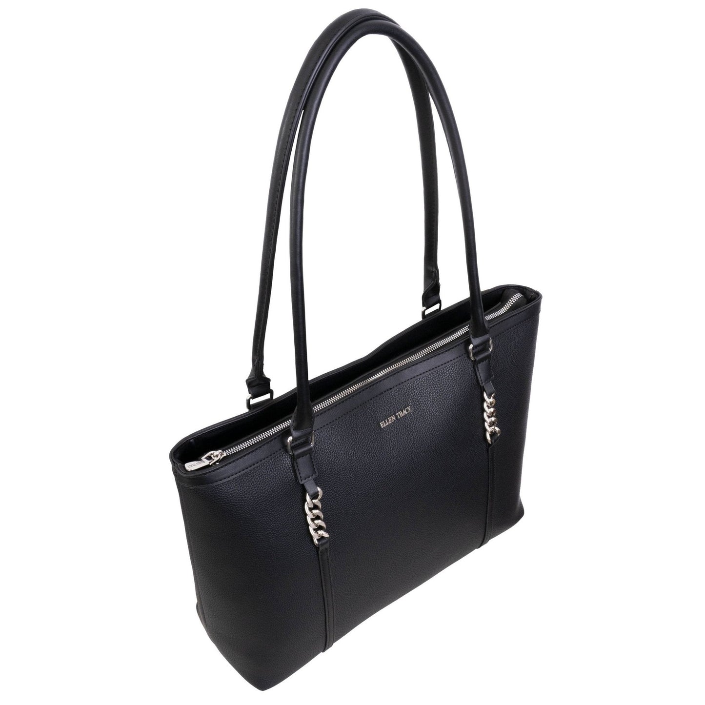 Ellen Tracy Blue Pebble Grain Chain Tote Bag - Haute Poppy