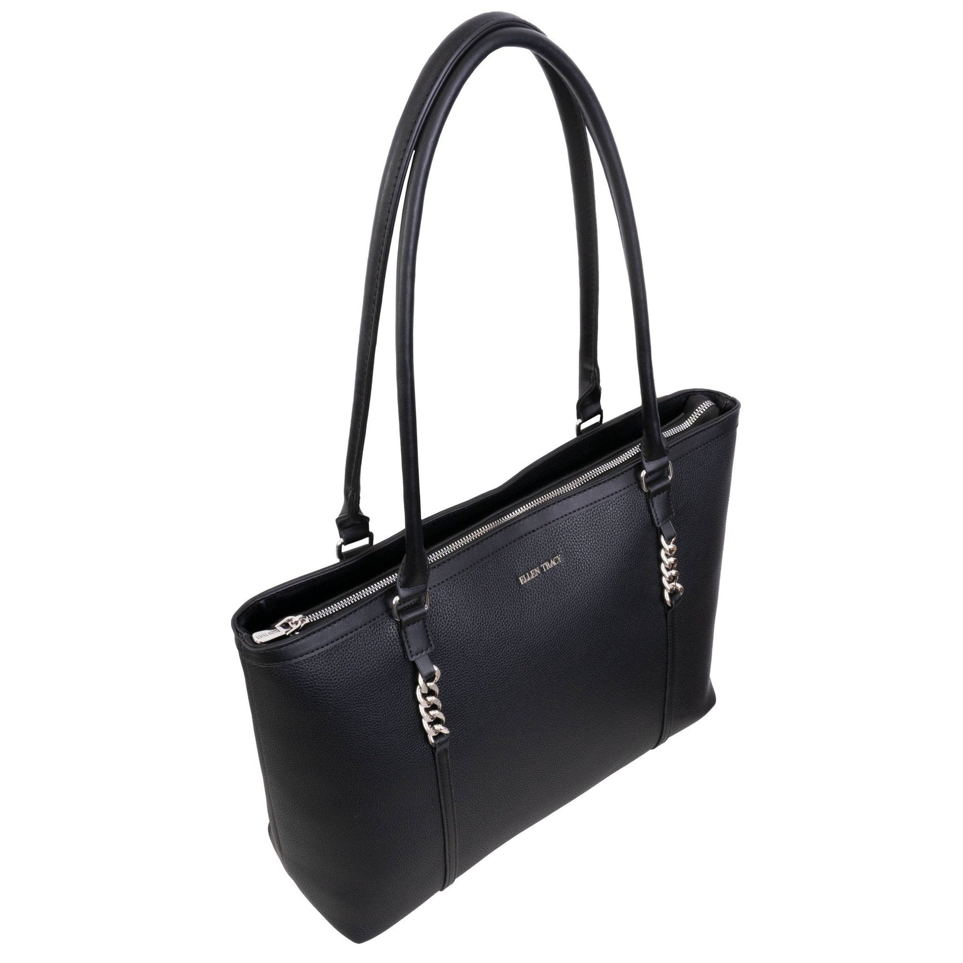 Ellen Tracy Blue Pebble Grain Chain Tote Bag - Haute Poppy