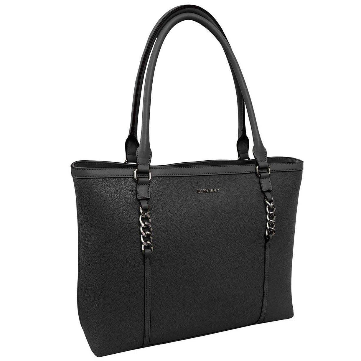 Ellen Tracy Blue Pebble Grain Chain Tote Bag - Haute Poppy