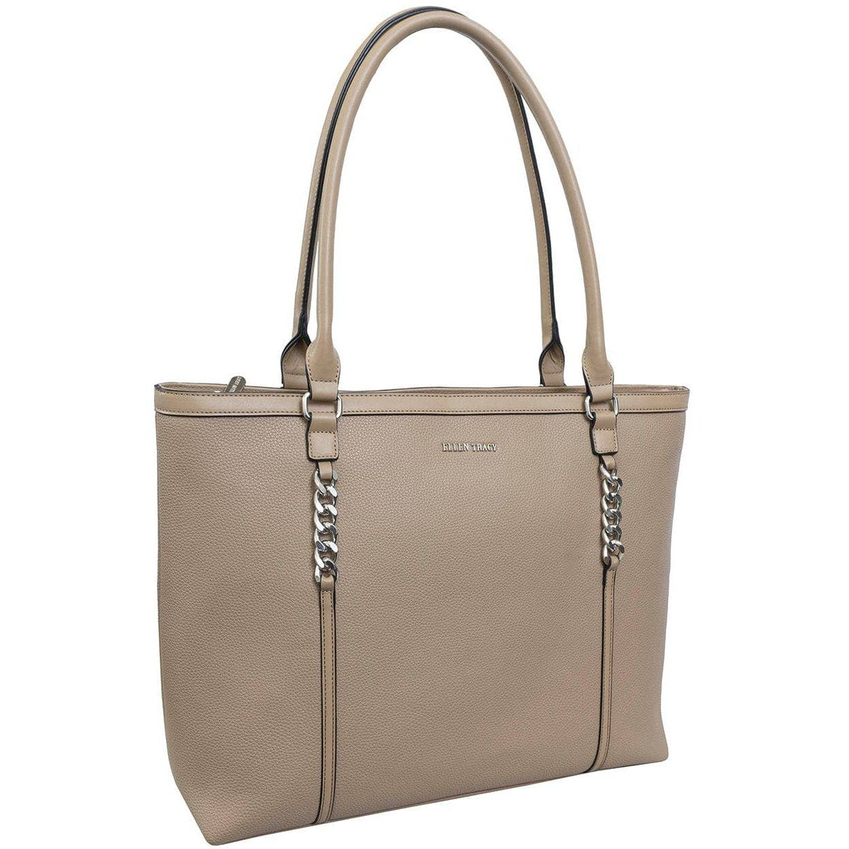 Ellen Tracy Blue Pebble Grain Chain Tote Bag - Haute Poppy