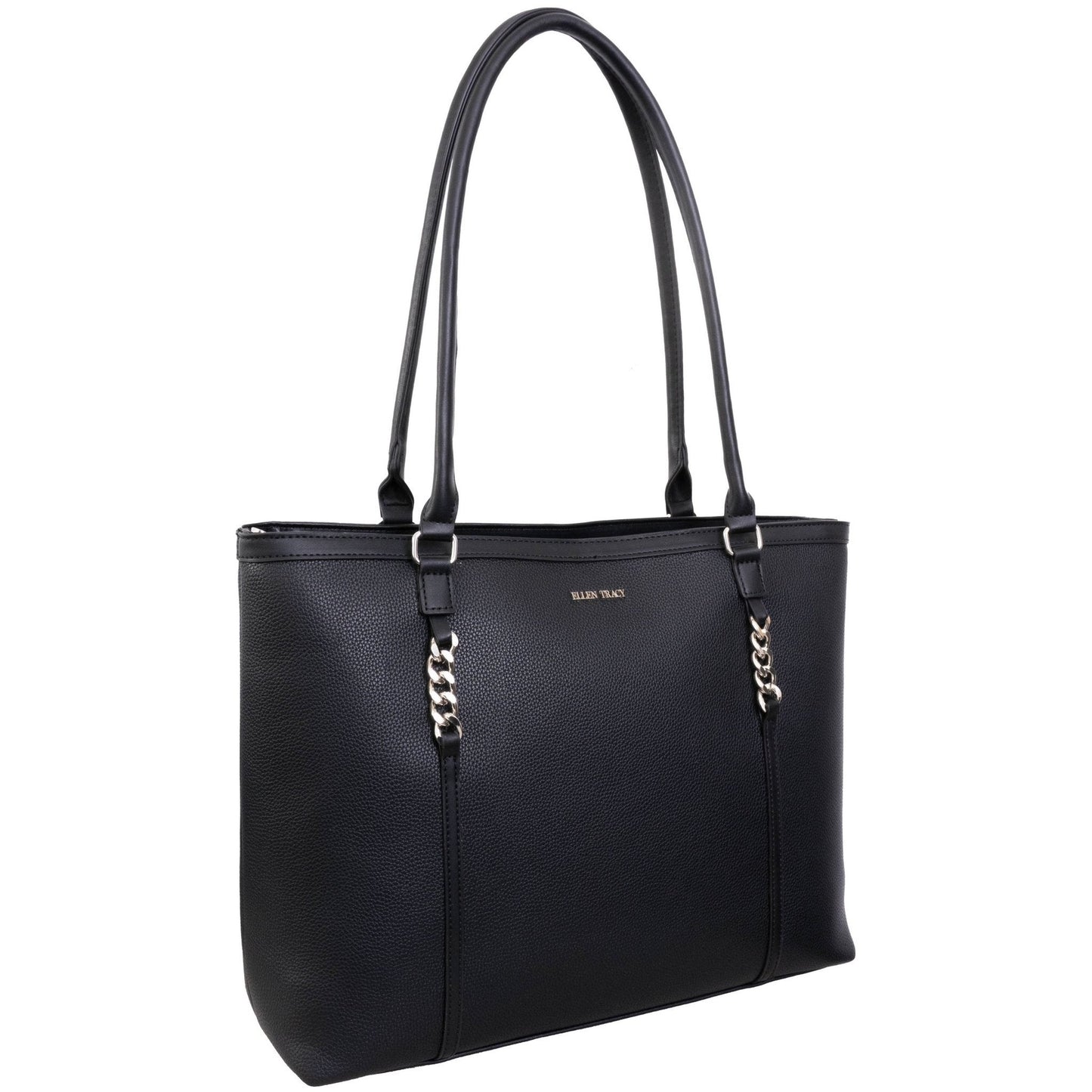 Ellen Tracy Blue Pebble Grain Chain Tote Bag - Haute Poppy