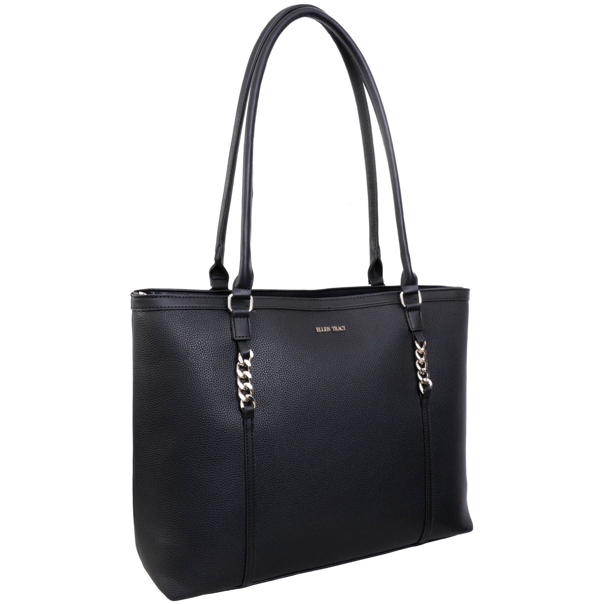Ellen Tracy Blue Pebble Grain Chain Tote Bag - Haute Poppy