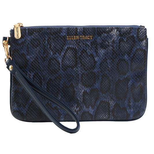 Ellen Tracy Blue Python Print Wristlet - Haute Poppy