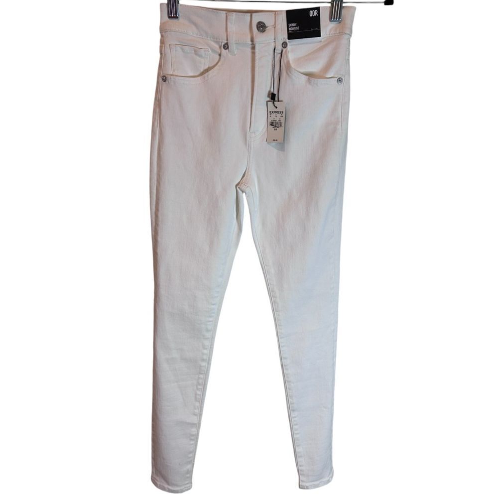Express White High Rise Skinny Jeans Collection Classic Denim - Haute Poppy