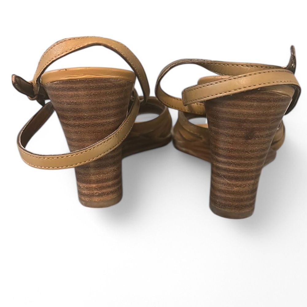 Franco Sarto Tan Leather Strappy Wedge Sandals Summer Casual - Haute Poppy