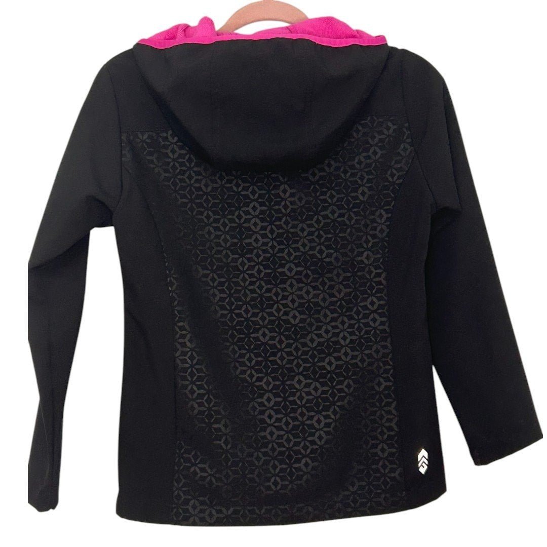 Free Country Softshell Jacket Fleece Lined Hooded Black Pink - Haute Poppy