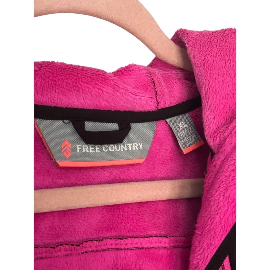 Free Country Softshell Jacket Fleece Lined Hooded Black Pink - Haute Poppy