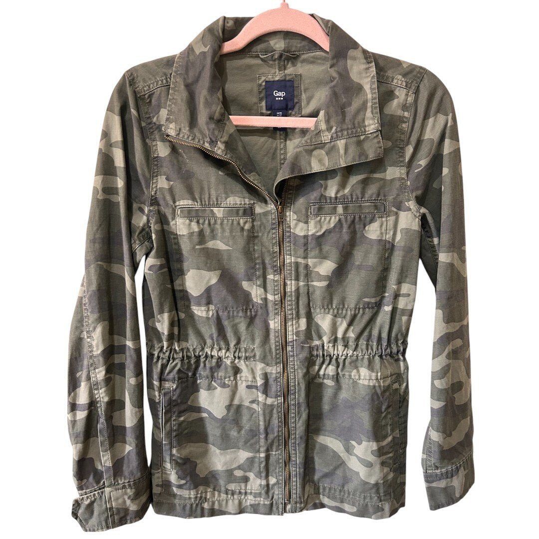 Gap Camo Utility Jacket Military Anorak Drawstring Waist - Haute Poppy