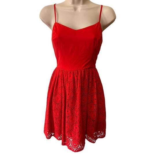 GB Gianni Bini Red Lace Fit & Flare Party Dress Sleeveless Mini Dress - Haute Poppy