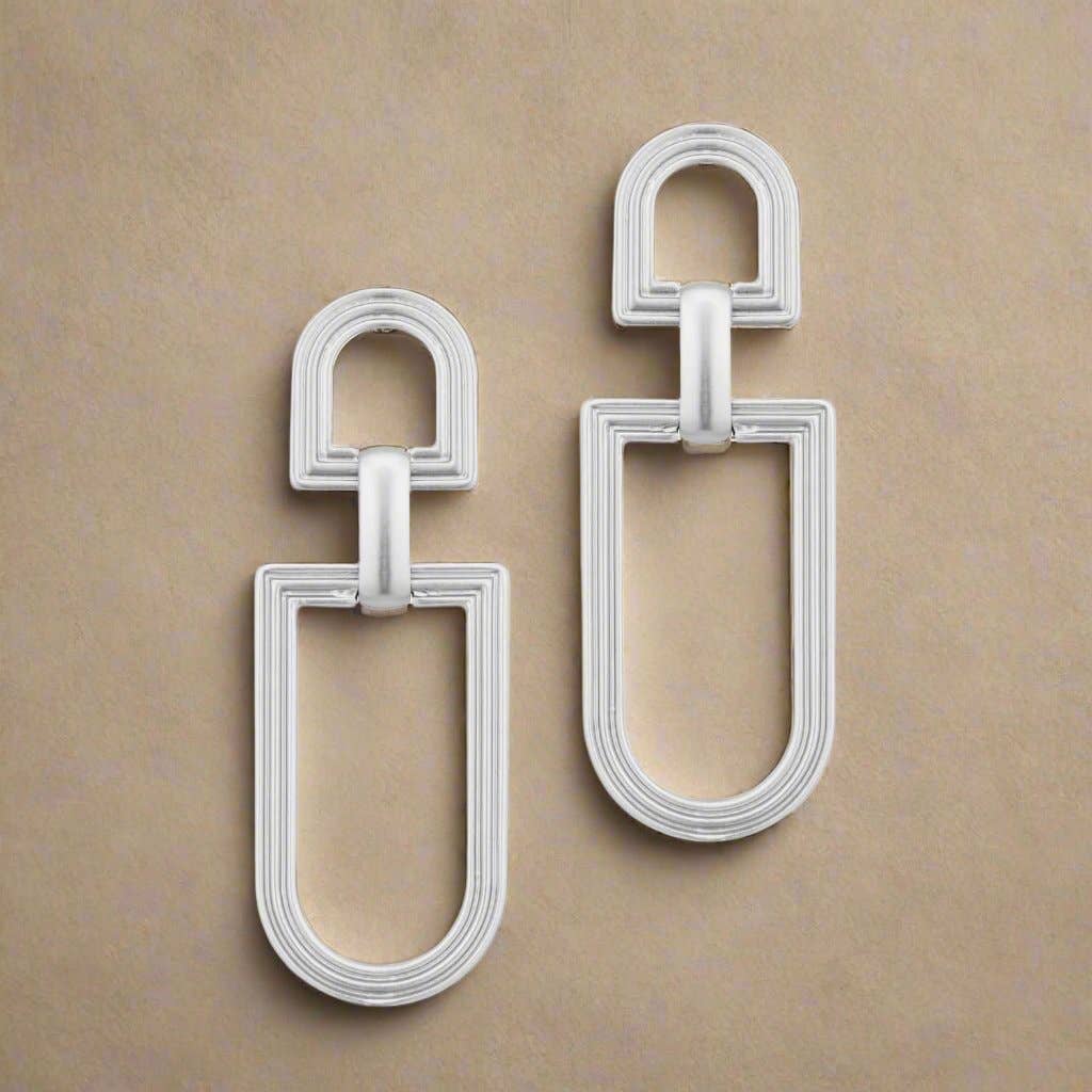 Geometric Grace Post Back Matte Dangle Earrings - Haute Poppy