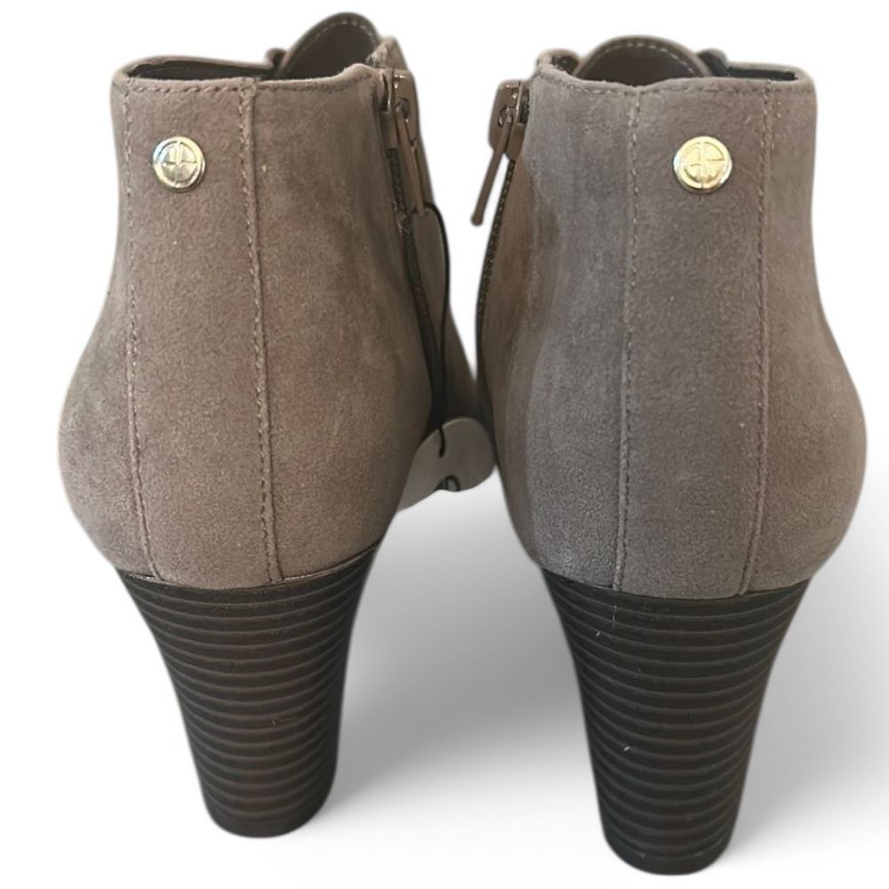 Giani Bernini Taupe Suede Ankle Boots Lace Up Heeled Booties Memory Foam - Haute Poppy