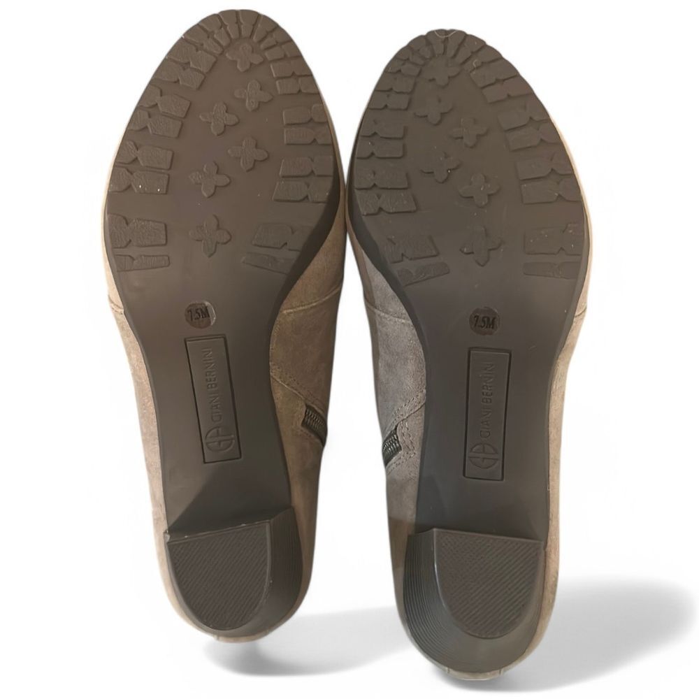 Giani Bernini Taupe Suede Ankle Boots Lace Up Heeled Booties Memory Foam - Haute Poppy