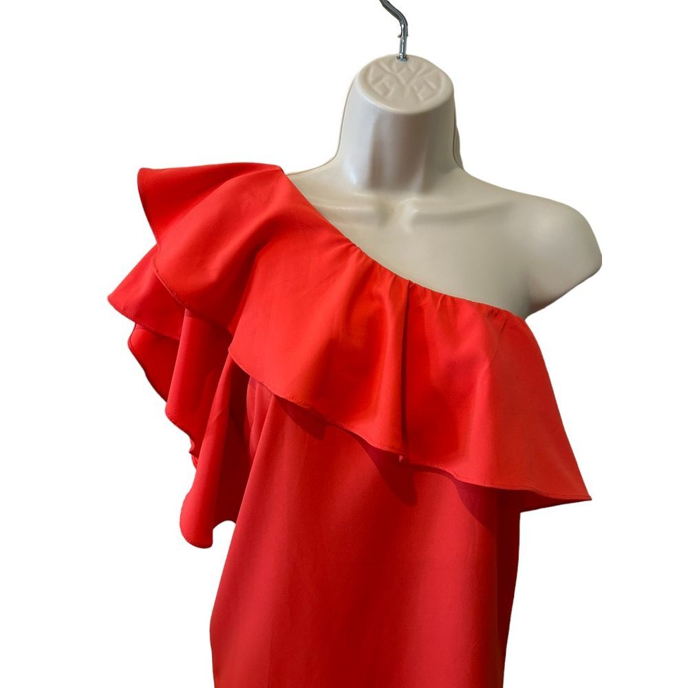 Gianni Bini One Shoulder Ruffle Dress - Haute Poppy