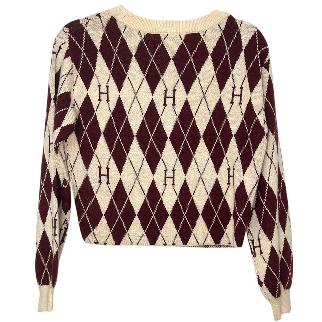 H&M Hogwarts Sweater Kids Argyle Knit Pullover Crew Neck Top - Haute Poppy