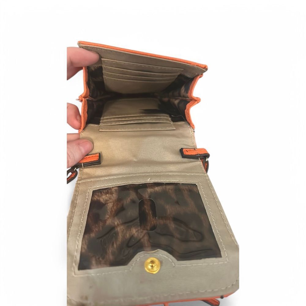 Jessica Simpson Orange Faux Leather Crossbody Phone Wallet Mini Purse - Haute Poppy