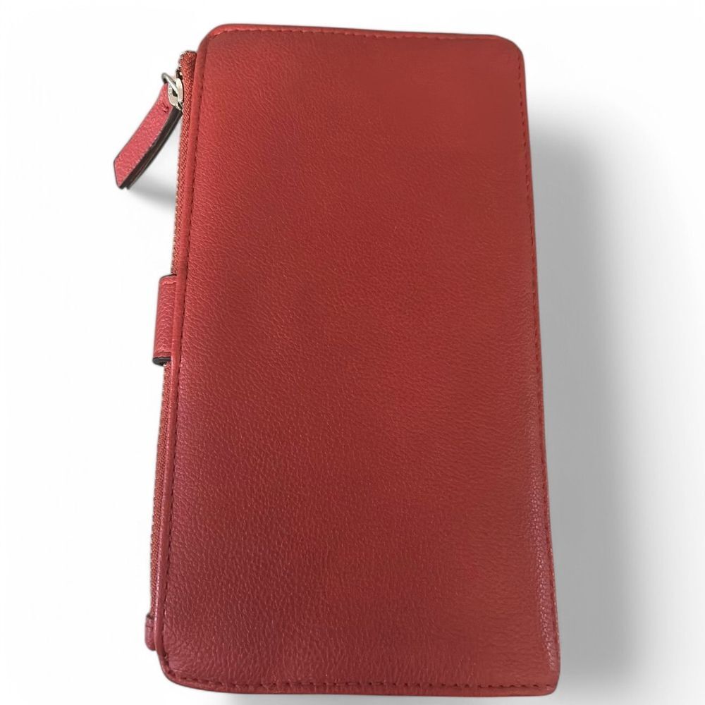 Jessica Simpson Red Faux Leather Wallet Clutch Card Holder Zip Around Organizer - Haute Poppy
