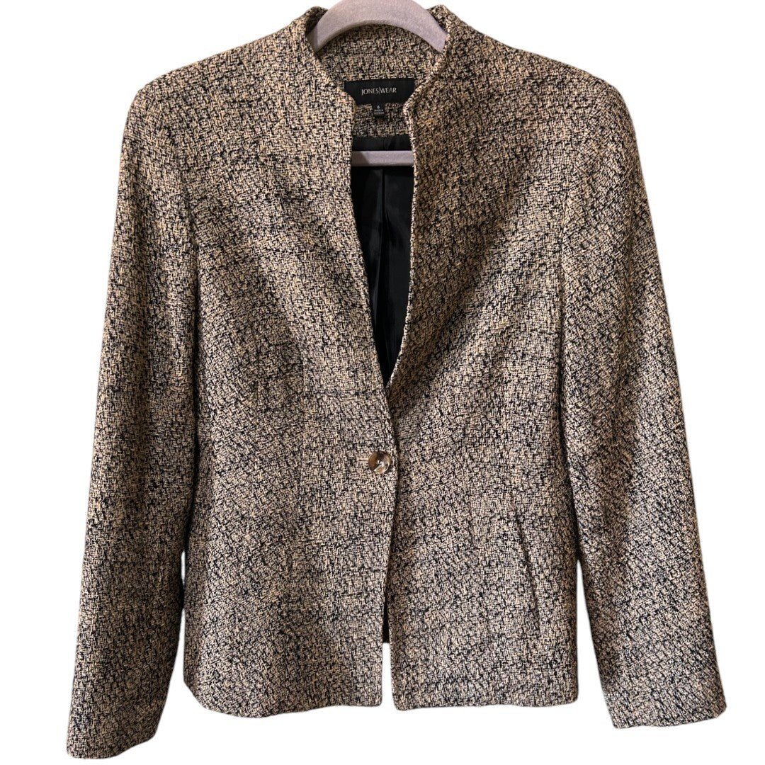 Jones Wear Tweed Blazer Jacket Career Office Wear Neutral - Haute Poppy