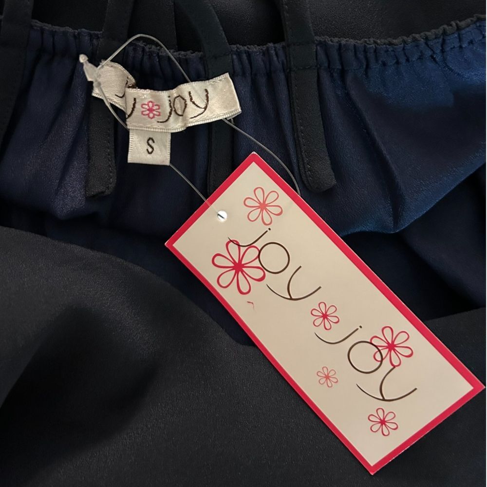 Joy Navy Blue Layered Spaghetti Strap Dress with Pom Pom Trim - Haute Poppy