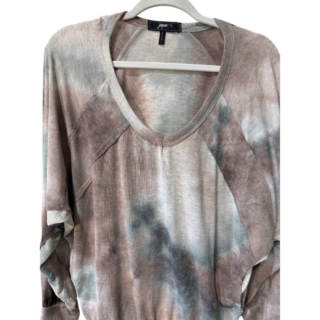 Jupee Tie Dye Dolman Top V - Neck Long Sleeve Pullover Casual Comfy - Haute Poppy