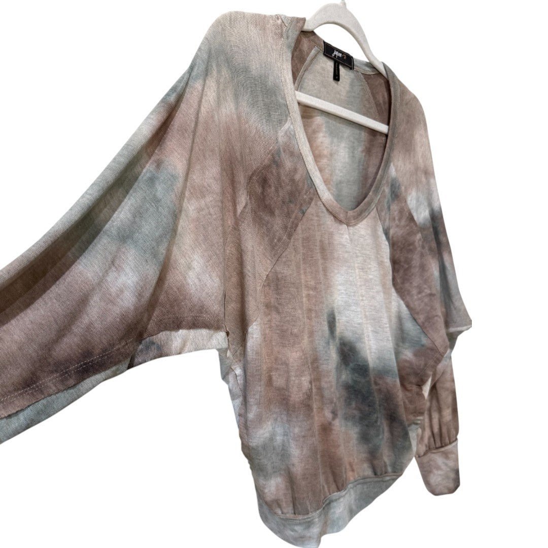 Jupee Tie Dye Dolman Top V - Neck Long Sleeve Pullover Casual Comfy - Haute Poppy