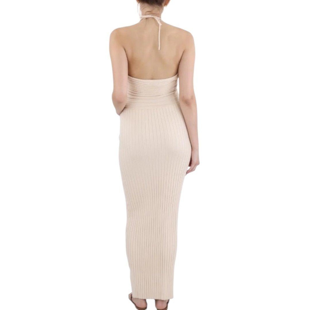 Koko + Mason Keyhole Halter Knit Maxi Dress - Haute Poppy