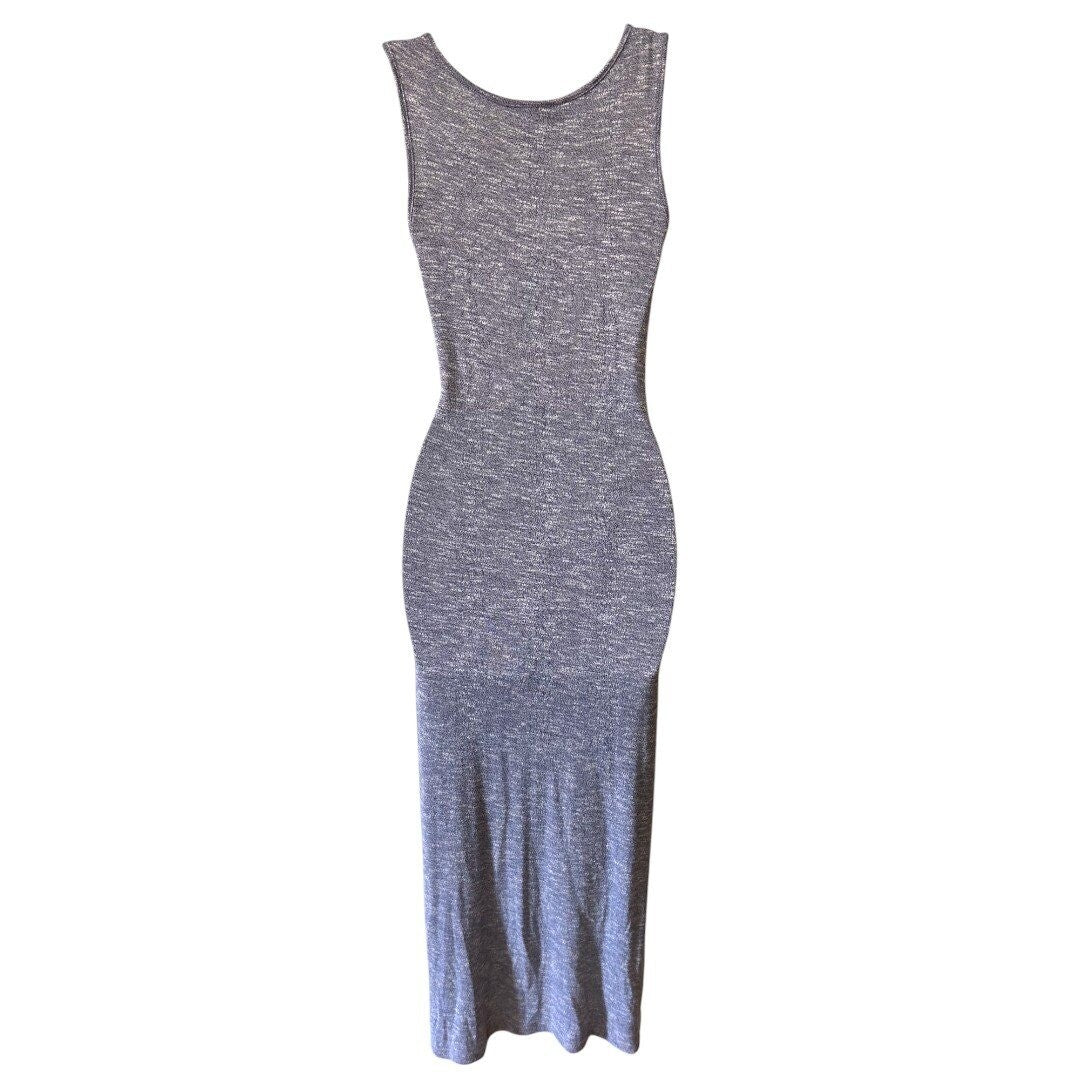 La Blanca Maxi Dress Knit Tie Waist Sleeveless Casual Heather Blue - Haute Poppy