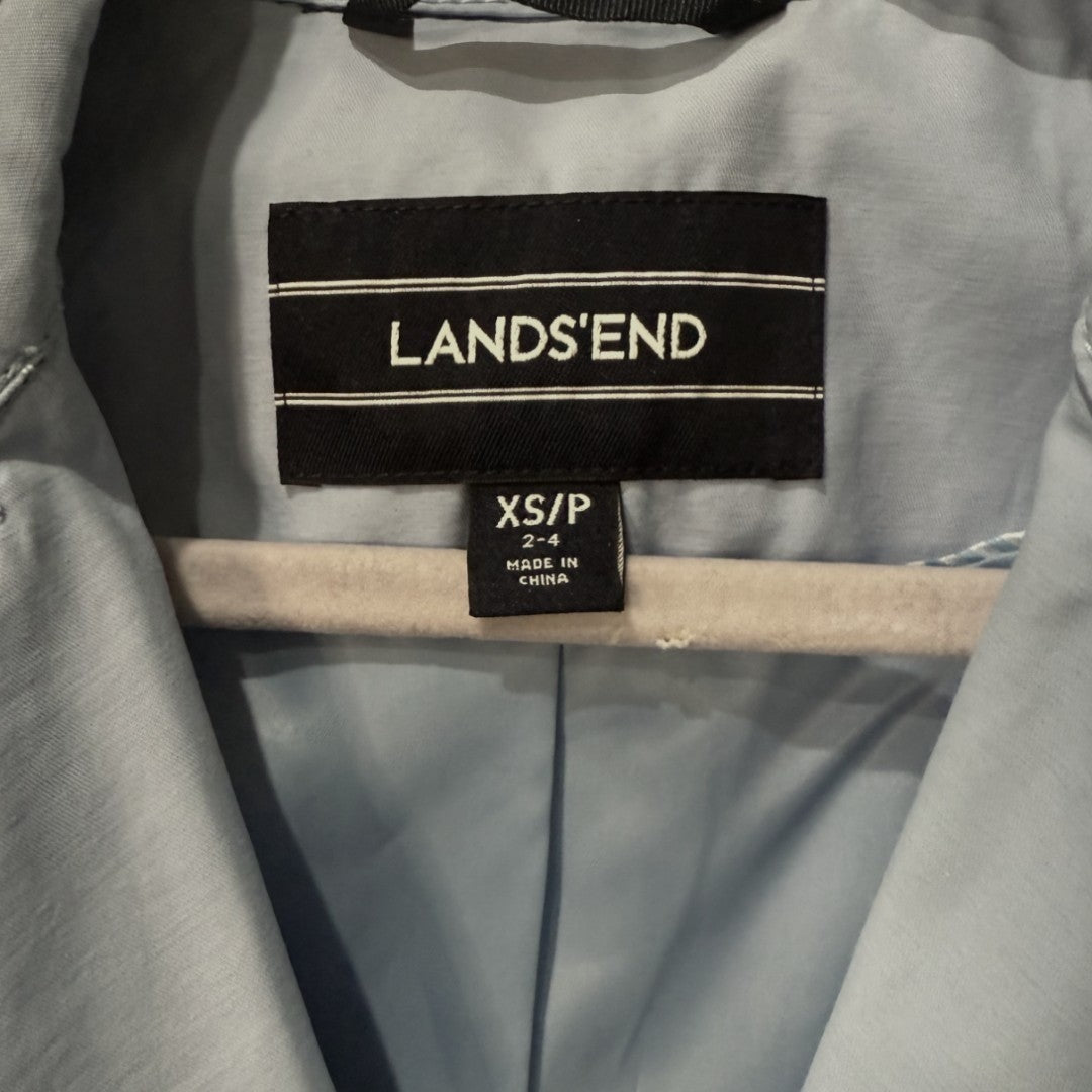 Lands' End Trench Coat Belted Collared Classic Rain Coat Light Blue - Haute Poppy