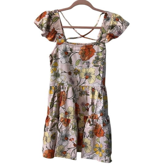 Lottie & Holly Floral Flutter Sleeve Summer Mini Dress Cottagecore - Haute Poppy